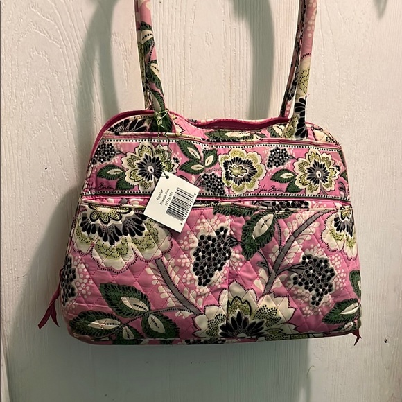 Vera Bradley Priscilla pink floral quilted bowler retired bag - Picture 3 of 9